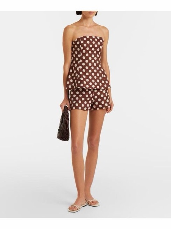 Faithfull the Brand Other - FAITHFULL THE BRAND Petro Polka Dot Brown Linen Set